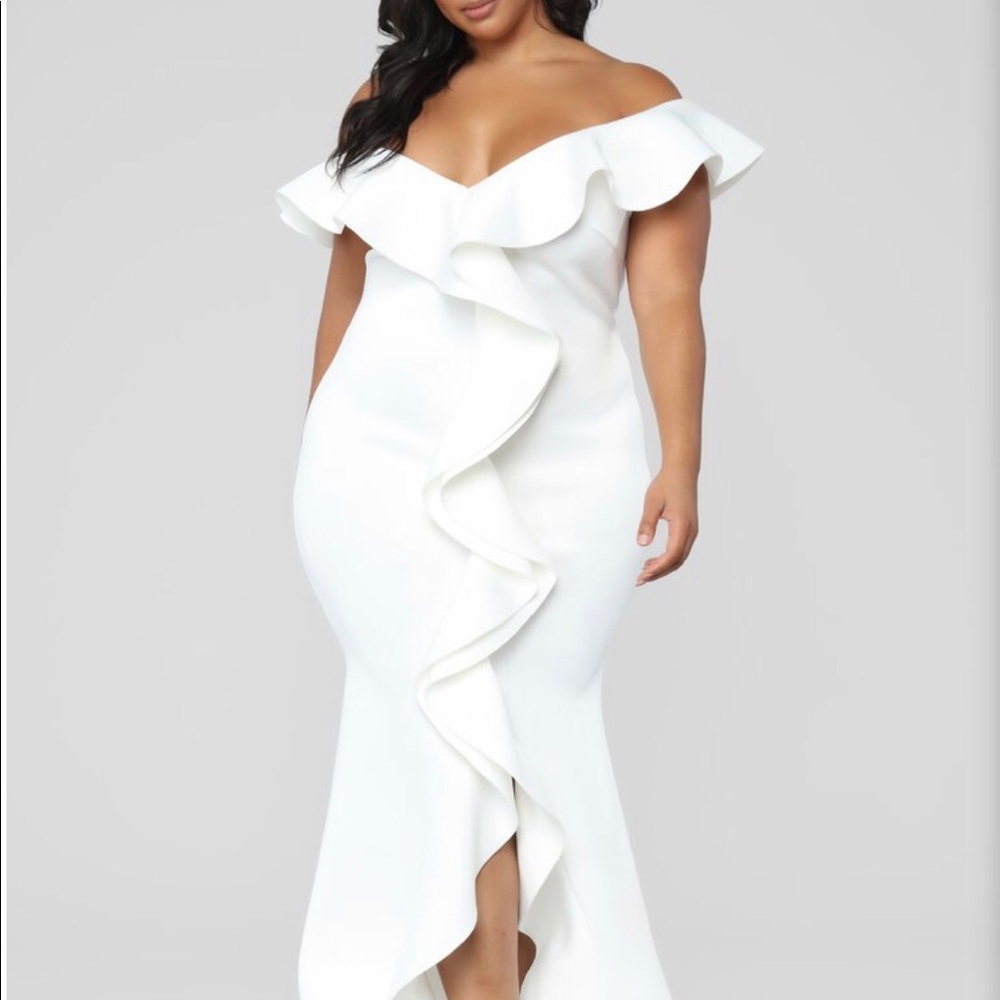 Plus Size White  Long Dress